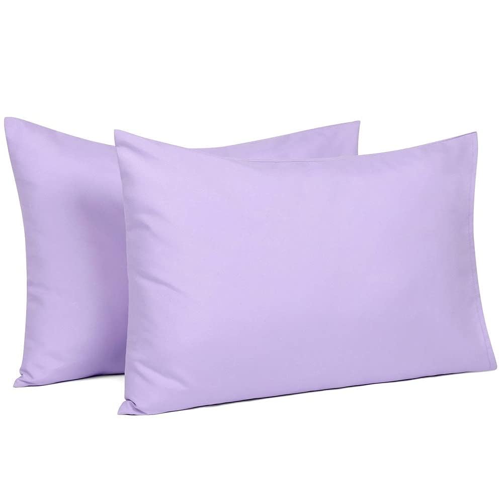 Travel Pillowcase 12x16 500 Thread Count Egyptian Cotton Set of 2 Toddler Pillowcase Zipper Closer 100% Egyptian Cotton (Toddler Travel 12x16 Zipper, Lilac Solid)
