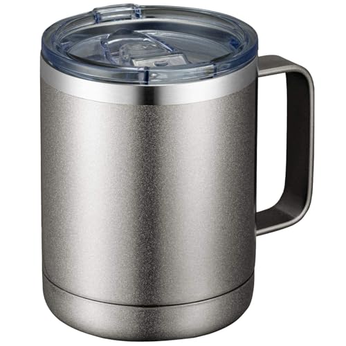 Image of MEWAY 12oz /1Pack Double Wall Vacuum Insulated Travel Mug With Handle, Stainless Steel Tumbler with Lid, Durable Powder Coated Insulated Coffee Cup for Cold & Hot Drinks (Cold Grey, 1 pack)