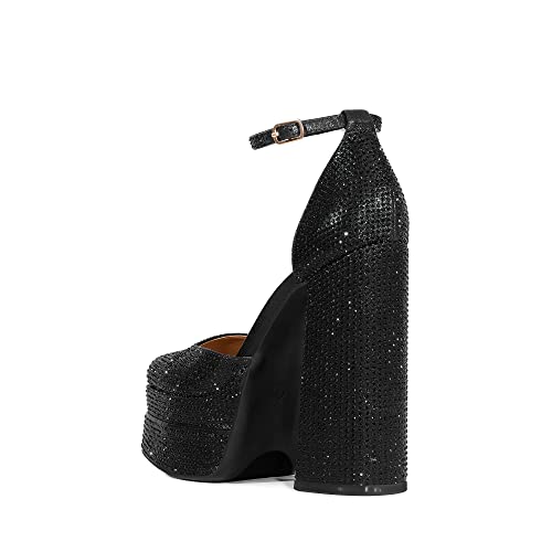 Image of DREAM PAIRS Women's High Chunky Platform Closed Toe Block Heels Square Toe Ankle Strap Dress Wedding Party Pumps Shoes Aurelia