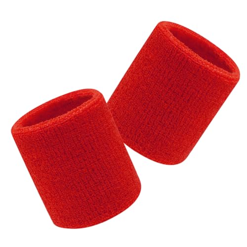 Zerodeko 2 Piezas Muñequeras Deportivas de Algodón Absorben Sudor Soporte Elástico para Protección de Muñeca Baloncesto y Voleibol Unisex Rojo Intenso