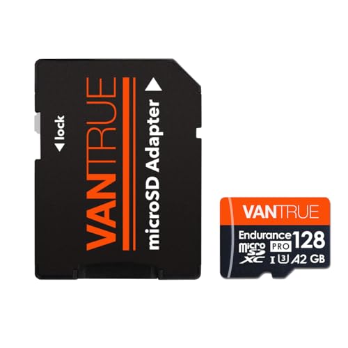 Image of Vantrue 128GB U3 V30 Class 10 MicroSDXC UHS-I 4K UHD Video Monitoring Memory Card with Adapter for Dash Cams, Body Cams, Action Camera, Other Surveillance & Security Cams