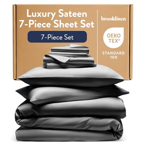 Brooklinen Luxury Sateen Sheet Set - 7 Piece 100% Cotton