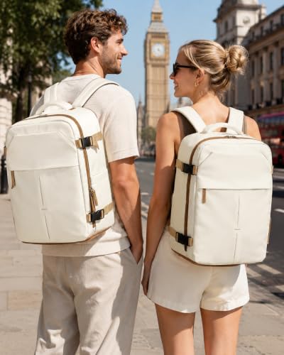 Image of Travel Backpack for Women & Men,Airline Approved Carry On Backpack for Traveling Personal Item Bag Gym Backpack with Shoe Compartment, Business Causal Weekender College Laptop Backpack,Beige Brown