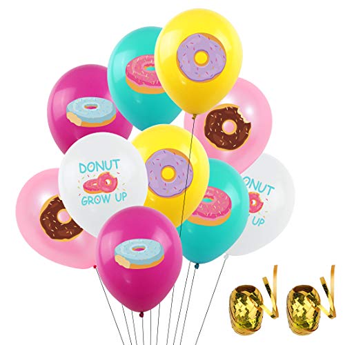 50Pcs Sweet Donut Party Balloons Decorations, 12 Inch Donut Grow Up Two Sweet Birthday Party Balloons for Donut Theme Baby Shower Kids Donut Sweet One Doughnut Photo Props Favor Party Supplies