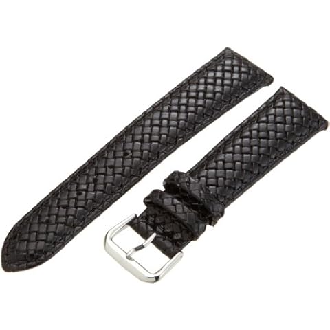 Hadley-Roma Men's MSM843RA-200 20-mm Black Genuine Leather Watch Strap Cover