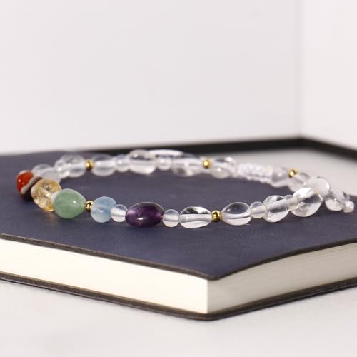 Image of 7 Chakra Crystals and Stones Anklet Irregular Tumbled Gems Beaded Ankle Bracelets for Women Spiritual Energy Meditation Yoga Healing Jewelry Mom's Gifts
