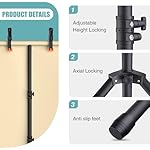 T-Shape Backdrop Stand 8x5.3FT, Height and Width Adjustable Background Stand for Parties,Green Screen Holder with 6 Spring Clamps - Image 2
