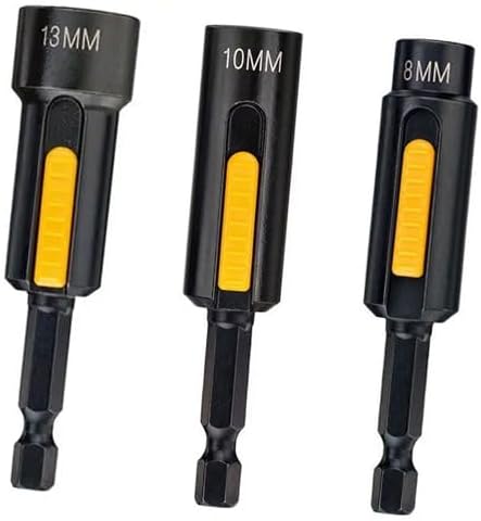 3-PACK DT7430-QZ DT7440-QZ DT7450-QZ Impact Cleanable Magnetic Nut Driver/Socket (8mm＆10mm＆13mm) For Impact Driver Electric Drill Screwdriver Impact Wrench Replacement New Parts