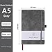 A5 Notebook, Notebook A5 Note Book Note Pad Journal Notebook A5 Notepad PU Leather Notebook for Office School Home Business Writing & Note Taking 200 Pages (100 Sheets)-Gray