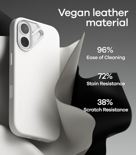 Image of Aulumu A17 Vegan Leather iPhone 17 Case | Camera Control | Luxury Comfort | Compatible with MagSafe | Complete Wrap-Around - White