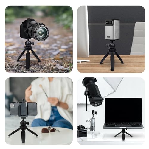 OVERMAX Tripod Mini - Tragbares Mini-Stativ für Projektoren, Tragfähigkeit 2 kg, kompatibel mit Halterungen mit 1/4-Zoll-Gewinde - Winkel- und Höhenverstellung - 8,5/14 cm, leicht und stabil