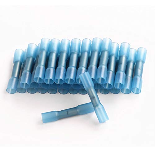 Davitu 100pcs Waterproof Seal Heat Shrink Butt Crimp Terminals Wire Connectors 22-18 16-14 12-10 AWG 3 Colors
