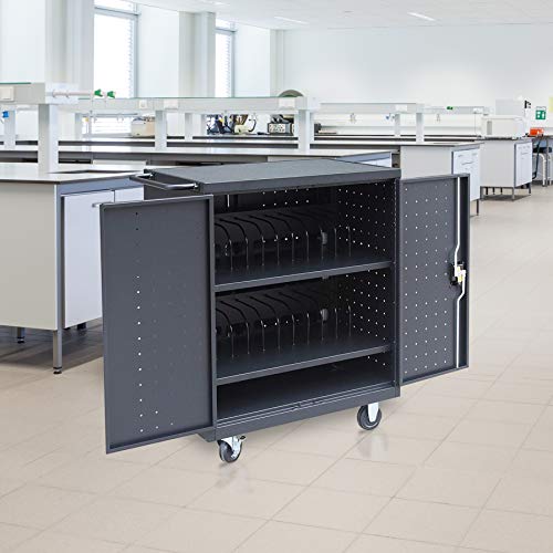 Pearington 24 Bay Rolling, Charging Cart Station for Classroom and