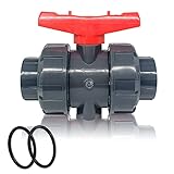 PVC Union Ball Valve, 1-1/2' Inch (DN40) True Union Full Flow Ball Valve with ASTM EPDM O-ring, Slip Socket, Full Port for Water System