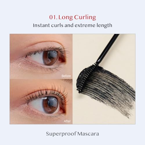 CLIO Long & Curl up Waterproof Black Mascara, Volumizing & Lengthening, Long-wearing Mascara (#01) - Image 4
