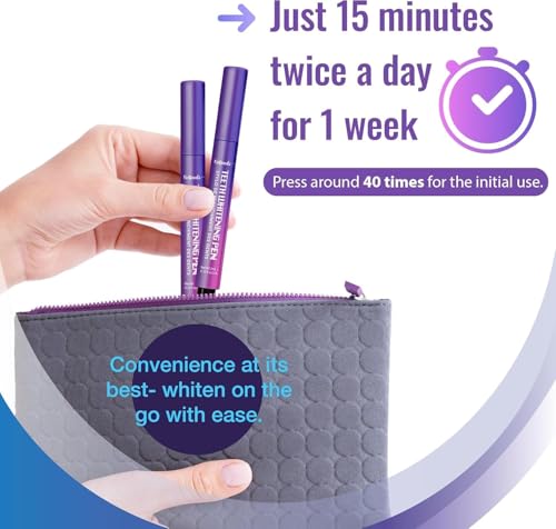 Viebeauti Teeth Whitening Pen Gel, Purple Packaging Tooth Whitener with Carbamide Peroxide for Sensitive Teeth, Precision Whitening Brush Pen for Stain Removal, Travel Size 0.2 Fl Oz - Thumbnail 4