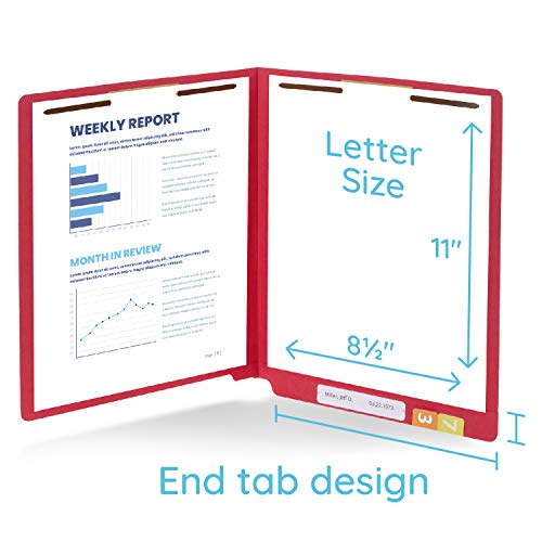 Blue Summit Supplies BSS-92588-344 50 Red End Tab Fastener File Folders thumb #1