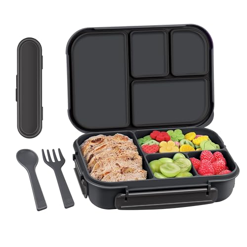Demiue Bento Box Adult Lunch Box,Kids Child Lunch Box-Leak-Proof Bento Box With Utensil,Lunch Containers For Adults Men Women With 4 Compartments,Microwave & Dishwasher & Freezer Safe cover