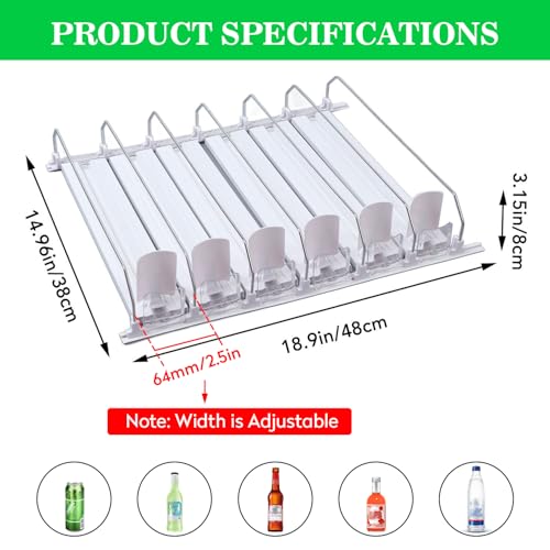 Organizador de latas autoempuje ajustable para 30 bebidas en nevera de 38cm 3