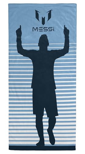Jay Franco Beach Towel - 100% Cotton Super Soft Absorbent Bath Towel 28 x 58 Inch Lightweight for Travel Official Licensed Product Blue - Messi