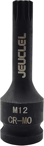 Miniatura 1 de M12 Triple Square Impact Spline Bit Socket, 0.472 in métrico 12-Inch Impact Drive Triple Square Socket, Cr-Mo Acero Alargar Destornillador Socket