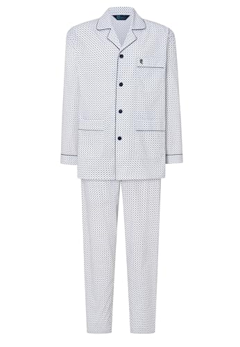 El Búho Nocturno Pijama Hombre Largo Dos Piezas Clásico Popelín Mezcla Camisero Chaqueta Botones - Menos Arrugas Tallas Grandes Hospital - 65% Poliéster, 35% Algodón, Pijama 1401, XL