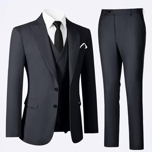 Mens Suits 3 Piece Slim Fit Suit Set Business Wedding Tuxedo Jacket Vest Pants3