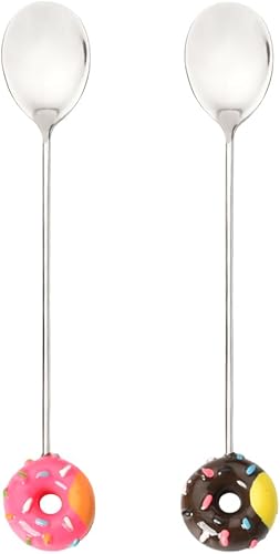 Juego de 2 mini cucharas de café y té, cucharas para amantes del café, té, mujeres y niñas, lindas cucharas plateadas, juego de cubiertos para