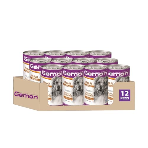 MONGE Gemon Adult Medium BOCCONI con Pollo e Tacchino da 1250 gr - Confezione da 12 Lattine