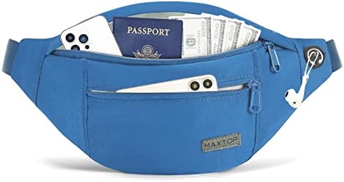 MAXTOP Große Bauchtasche für Damen Herren, Bauchtasche mit Kopfhöreranschluss und 4 Reißverschlusstaschen, Verstellbarer Gürtel für Radfahren, Laufen, Joggen, Reisen, Outdoor, Work