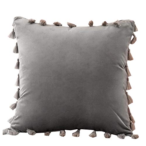 Housse de coussin velours doux gris de qualité premium pour lit