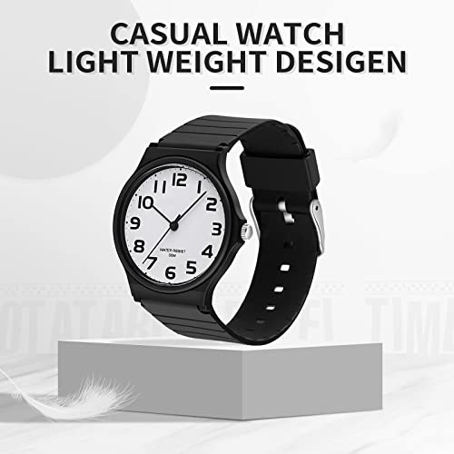 Reloj analógico de cuarzo findtime para mujer con esfera blanca y negra 2