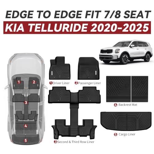 Image of YITAMOTOR Floor Mats for Kia Telluride 2025-2020 7 /8 Seater All Weather