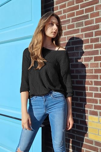 Image of Zeagoo Crochet Tops for Women Off The Shoulder Sweaters Summer Long Sleeve Hollow Out Knit Beach Clothes S-XXL
