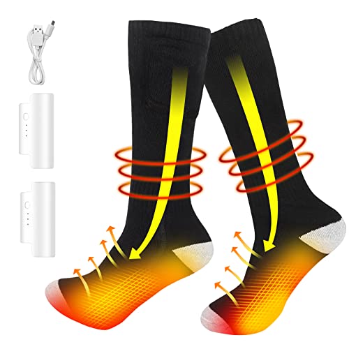 Chaussette Chauffante Électriques avec Batterie 2200 mAh pour Homme Femme, Chaussettes Thermiques Chaudes Hiver pour Ski, Camping, Cyclisme, Pêche Cover
