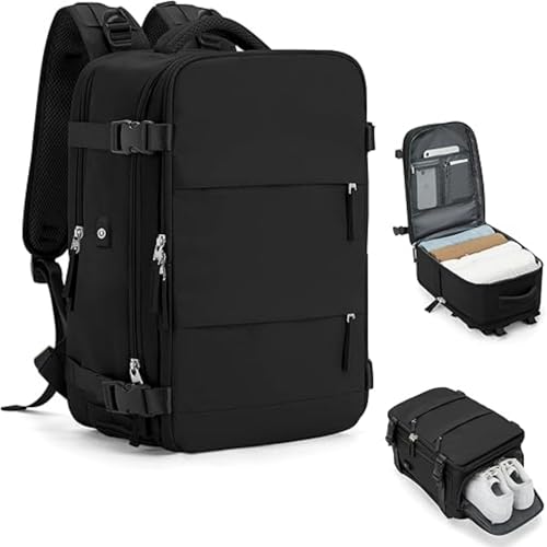 Mochila de Viagem Viral Impermeável para Avião Aeroporto Low Cost Bagagem de Mão Bordo Cabine - Preta - 30 Litros