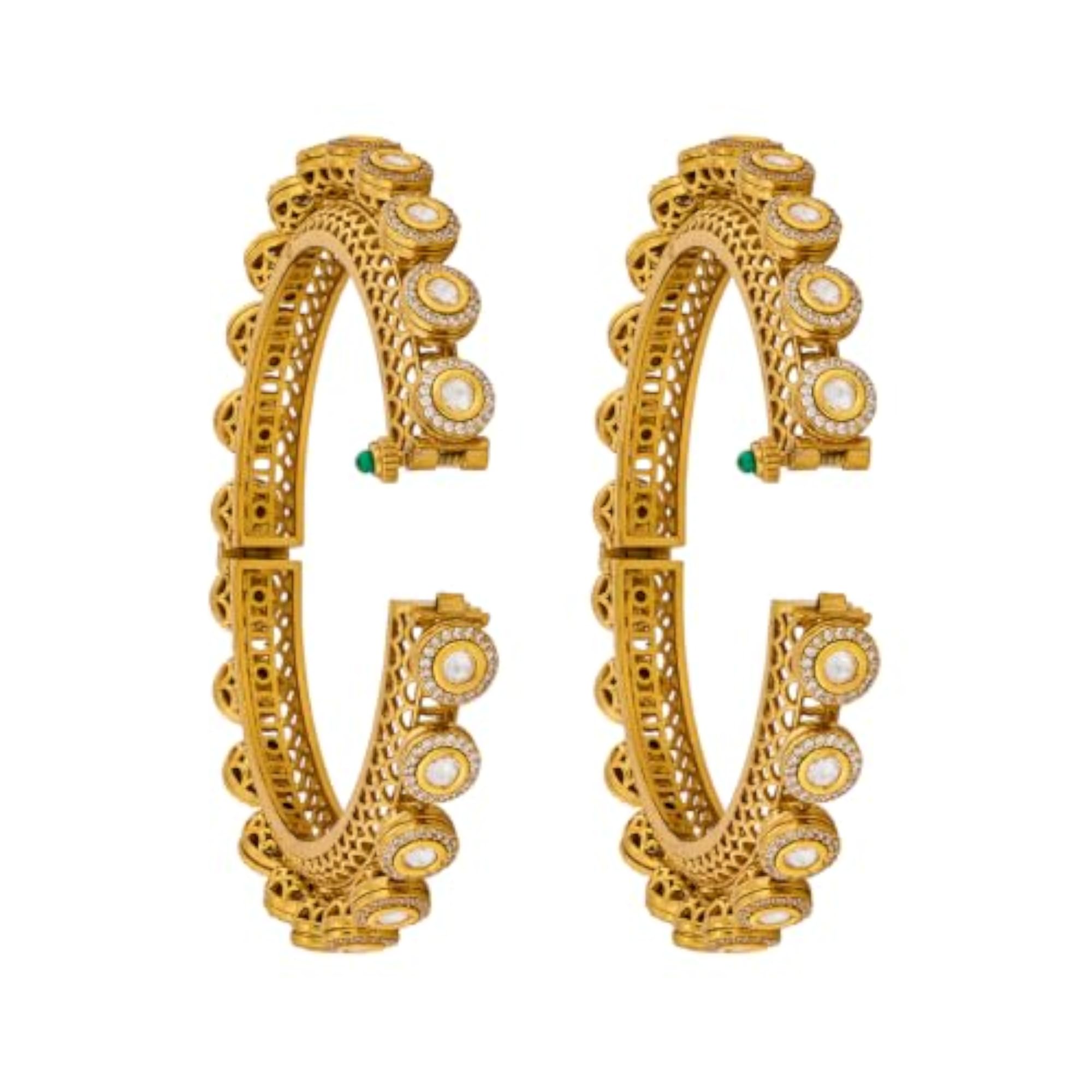White Victorian Plated Kundan Bangles for Women, Bridal