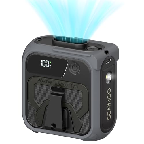 SEAINGO Portable Waist Fan Rechargeable – 10000mAh, 42 ft/s Max, 5 Speeds 16000RPM, Personal...