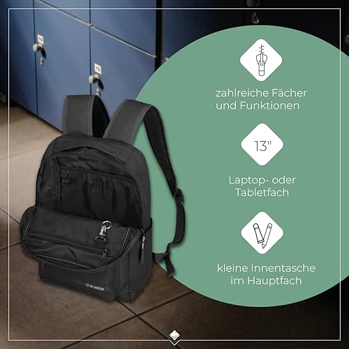 Travelite Handgepäck Rucksack mit gepoltertem Laptopfach, Laptop Rucksack 13 Zoll, KICK OFF, Tagesrucksack für Urlaub und Sport, 40 cm, 17 Liter