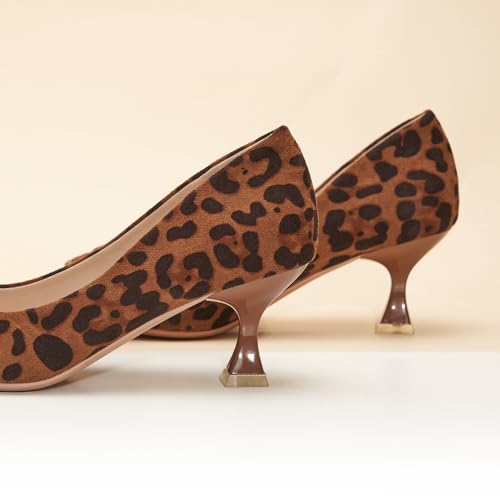 C.Paravano Women's Low Heel Leopard Pumps: Kitten Heel Pointed Toe Shoes for Brunches, Anniversary Dinners & Special Occasions(Leopard,Size 5.5)2