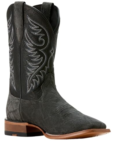 Ariat Men's Wiley Cowboy Boot, Black Elephant Roughout/Bayou Black, 10.5 Wide