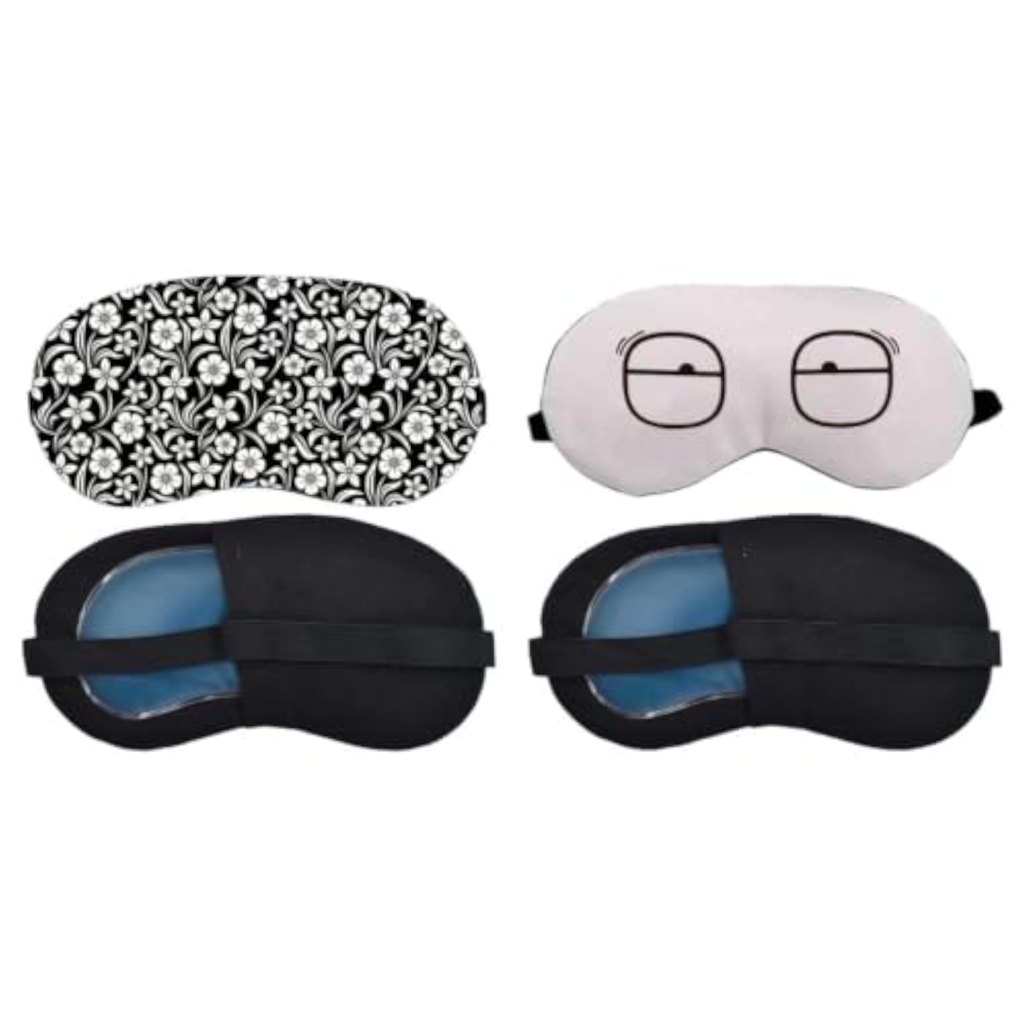 Sleeping Eye Mask Combo Pack of 2, Light Pink Glasses Print Fabric
