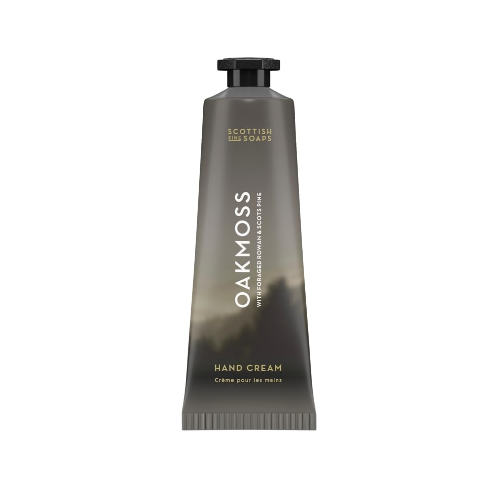 Scottish Fine Soaps Oakmoss Hand Cream 30ml – Travel Size Nourishing Hand Cream with Shea Butter and Calming Oakmoss Scent