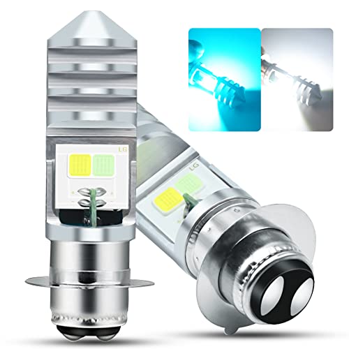 HAISECA 2Pcs 9-48V ATV LED Bulbs,Low Beam Ice Blue High Beam White H6M P15D LED Bulbs for or...
