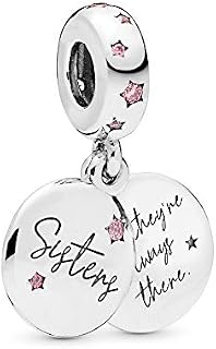 FGT Forever Sisters Dangle Charm for Bracelets Necklaces Pendants Pink Star Sterling Silver Gift for Women Girls Bestfriend BFF Family Mum Birthday Anniversary Mothers Day