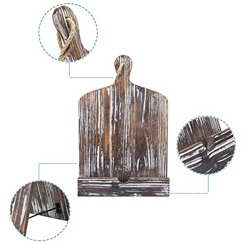 Mygift Farmhouse Torched Wood Cookbook Stand - Rustic Wooden Ipad Tablet Recipe Binder Reading Book Holder With Kickstand #TOP4