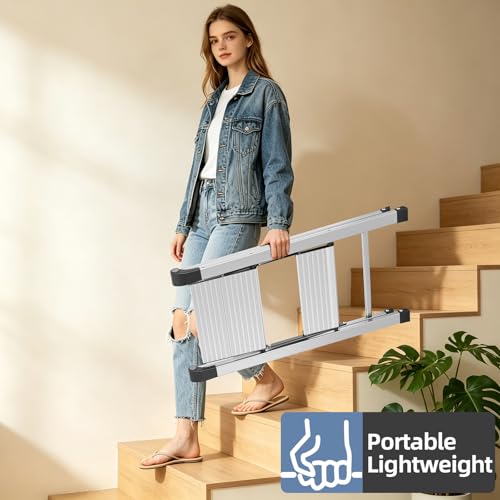 KINGRACK 2 Step Aluminum Step Ladders Foldable for Home, 330lb, Silver - image 8