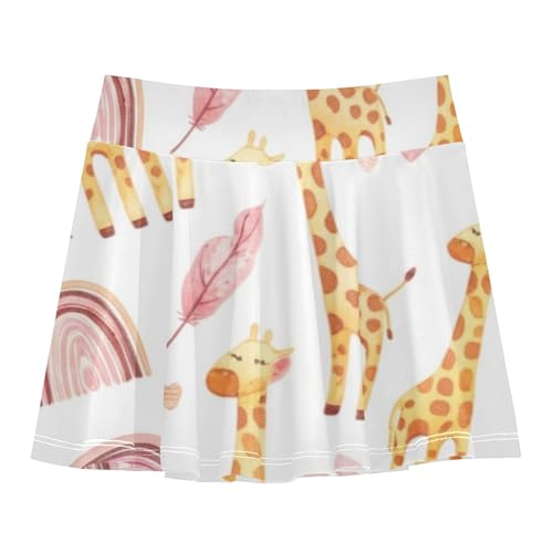 Girls Skorts Athletic Shorts Tennis Skirts Kids Custom Flowy Skort Cute Cartoon Giraffes White 3t