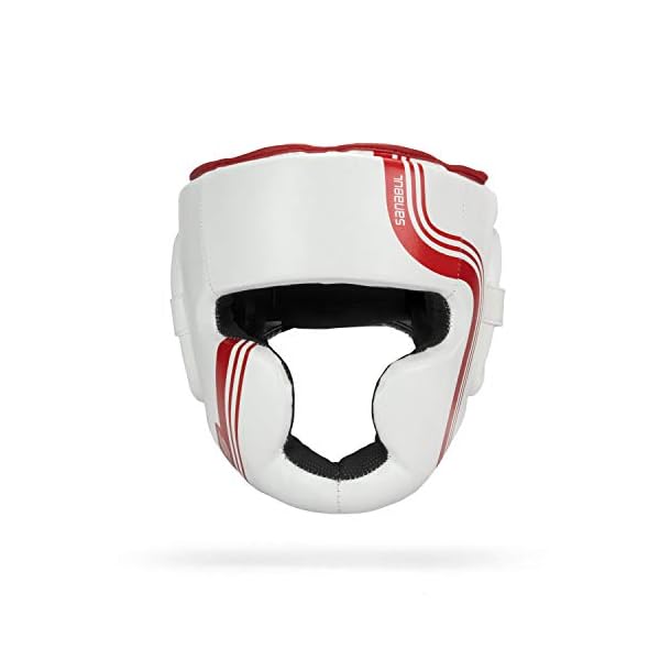 Sanabul-Core-Series-Boxing-MMA-Kickboxing-Head-Gear Sanabul Core Series Boxing Headgear for Men and Women | Full-Face Coverage, Impact-Dura Shock Tech | Elevate Your Protection for Multiple Combat Sports | Boxing Gear (White/Red, L/XL)