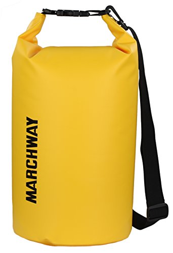 MARCHWAY Floating Waterproof Duffle Dry Bag 5L 10L 20L 30L, Roll Top Sack Keeps Gear Dry for Kayaking, Rafting, Boating, Swimming, Camping, Hiking, Beach, Fishing (Deep Yellow, 20L)